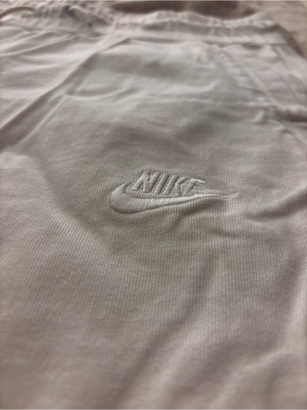 Nike White Embroidered Swoosh Cropped Pants